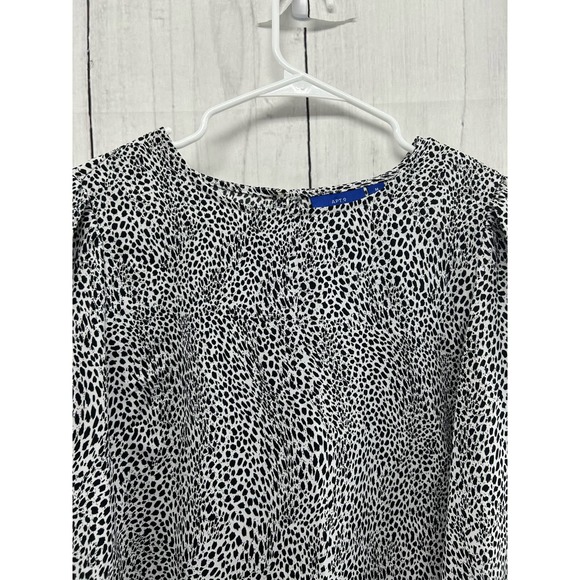 Like New Apt 9 Peplumed Sleeve Spotted Animal Print Pullover Flounce Blouse - Picture 4 of 5